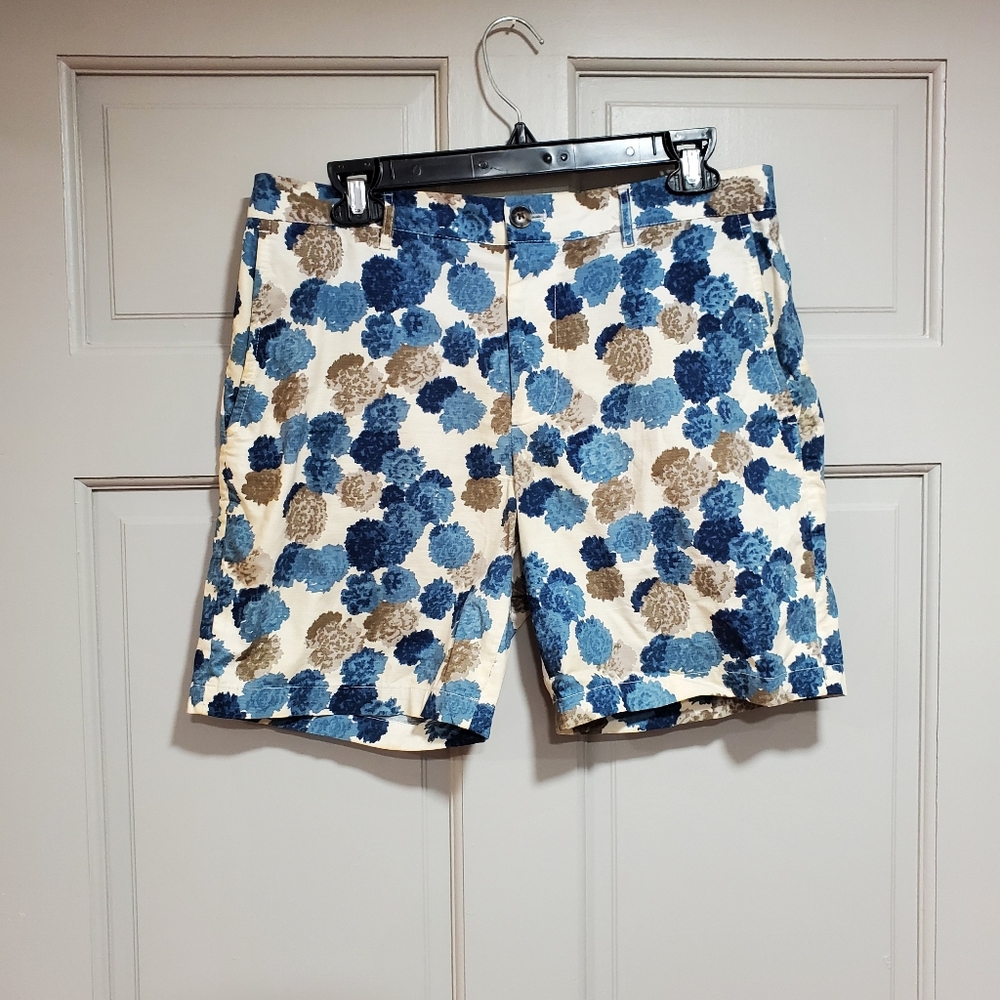 Club Monaco Men Casual‎ Short Size 30 Baxter Fit blue/tan abstract floral white